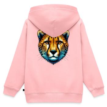 Gepard - Kinder Premium Organic Zip Hoodie - Rosa - Hinten - AI Model Kid Female (0cm)