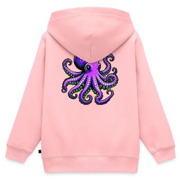 Pieuvre - Sweat Premium à capuche zippé enfant bio - rose - Dos - AI Model Kid Female (0cm)