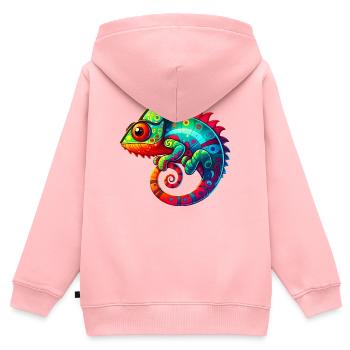 Caméléon - Sweat Premium à capuche zippé enfant bio - rose - Dos - AI Model Kid Female (0cm)