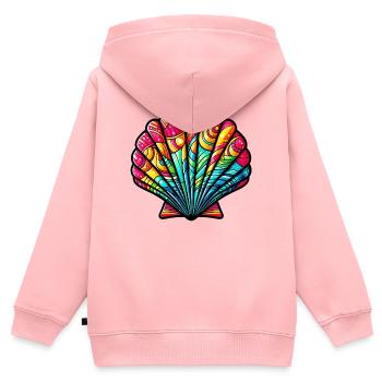Muschel - Kinder Premium Organic Zip Hoodie - Rosa - Hinten - AI Model Kid Female (0cm)