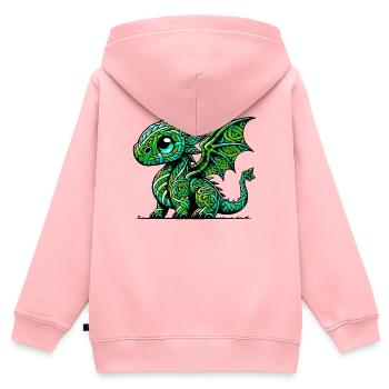 Drache - Kinder Premium Organic Zip Hoodie - Rosa - Hinten - AI Model Kid Female (0cm)