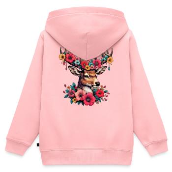 Hirsch - Kinder Premium Organic Zip Hoodie - Rosa - Hinten - AI Model Kid Female (0cm)