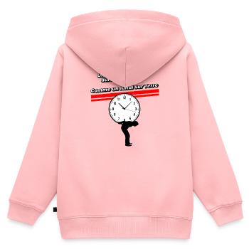 Un lundi sur terre - Sweat Premium à capuche zippé enfant bio - rose - Dos - AI Model Kid Female (0cm)