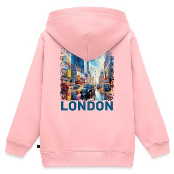 Londres - Sweat Premium à capuche zippé enfant bio - rose - Dos - AI Model Kid Female (0cm)