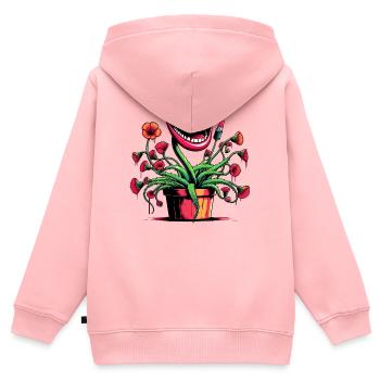 Plante carnivore - Sweat Premium à capuche zippé enfant bio - rose - Dos - AI Model Kid Female (0cm)