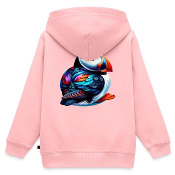 Papageitaucher - Kinder Premium Organic Zip Hoodie - Rosa - Hinten - AI Model Kid Female (0cm)