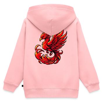 Roter Phönix - Kinder Premium Organic Zip Hoodie - Rosa - Hinten - AI Model Kid Female (0cm)