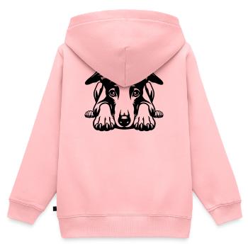 Whippet Kopf mit Pfoten - Kinder Premium Organic Zip Hoodie - Rosa - Hinten - AI Model Kid Female (0cm)