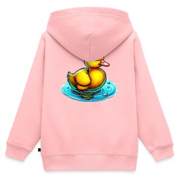 Caneton Canard Canard Canard - Sweat Premium à capuche zippé enfant bio - rose - Dos - AI Model Kid Female (0cm)