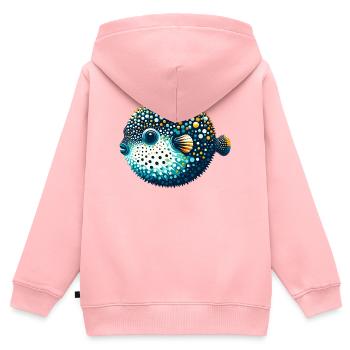 Kugelfisch - Kinder Premium Organic Zip Hoodie - Rosa - Hinten - AI Model Kid Female (0cm)