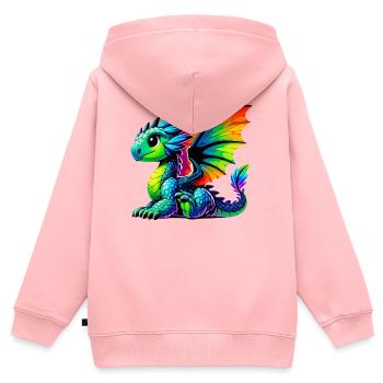Drache - Kinder Premium Organic Zip Hoodie - Rosa - Hinten - AI Model Kid Female (0cm)