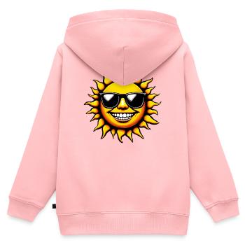 Soleil avec lunettes de soleil - Sweat Premium à capuche zippé enfant bio - rose - Dos - AI Model Kid Female (0cm)