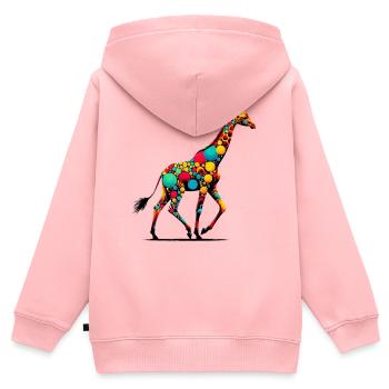 Giraffe - Kinder Premium Organic Zip Hoodie - Rosa - Hinten - AI Model Kid Female (0cm)
