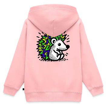 Hérisson - Sweat Premium à capuche zippé enfant bio - rose - Dos - AI Model Kid Female (0cm)