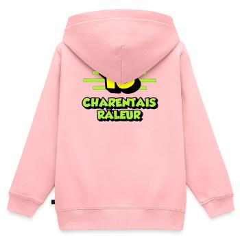 Charentais râleur - Sweat Premium à capuche zippé enfant bio - rose - Dos - AI Model Kid Female (0cm)