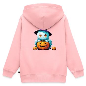 Hexen-Gespenst - Kinder Premium Organic Zip Hoodie - Rosa - Hinten - AI Model Kid Female (0cm)