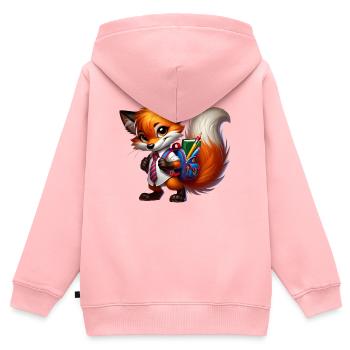 Commencer l’école en s’amusant : Fox pour les débutants - Sweat Premium à capuche zippé enfant bio - rose - Dos - AI Model Kid Female (0cm)