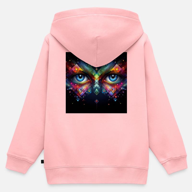 Yeux 1 - Sweat Premium à capuche zippé enfant bio - rose