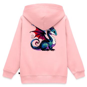 Drache - Kinder Premium Organic Zip Hoodie - Rosa - Hinten - AI Model Kid Female (0cm)