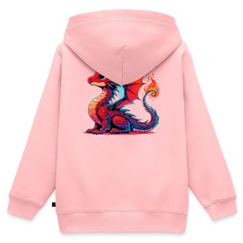 Drache - Kinder Premium Organic Zip Hoodie - Rosa - Hinten - AI Model Kid Female (0cm)