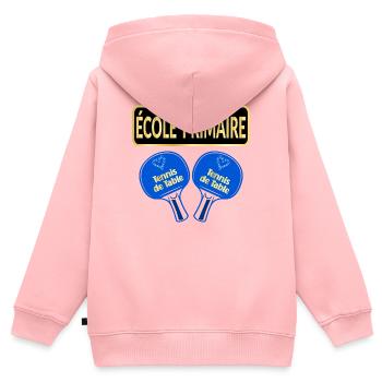 École Primaire - Tennis de Table - Sweat Premium à capuche zippé enfant bio - rose - Dos - AI Model Kid Female (0cm)