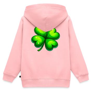 Trèfle à quatre feuilles - Sweat Premium à capuche zippé enfant bio - rose - Dos - AI Model Kid Female (0cm)