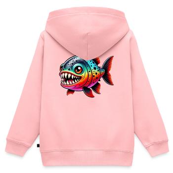 Piranha - Kinder Premium Organic Zip Hoodie - Rosa - Hinten - AI Model Kid Female (0cm)