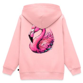 Flamant - Sweat Premium à capuche zippé enfant bio - rose - Dos - AI Model Kid Female (0cm)