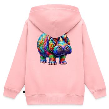 Nilpferd - Kinder Premium Organic Zip Hoodie - Rosa - Hinten - AI Model Kid Female (0cm)