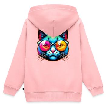 Kater mit Sonnenbrille - Kinder Premium Organic Zip Hoodie - Rosa - Hinten - AI Model Kid Female (0cm)