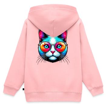 Kater mit Sonnenbrille - Kinder Premium Organic Zip Hoodie - Rosa - Hinten - AI Model Kid Female (0cm)