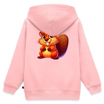 Bieber - Kinder Premium Organic Zip Hoodie - Rosa - Hinten - AI Model Kid Female (0cm)
