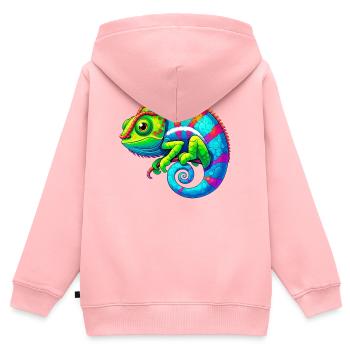 Caméléon - Sweat Premium à capuche zippé enfant bio - rose - Dos - AI Model Kid Female (0cm)