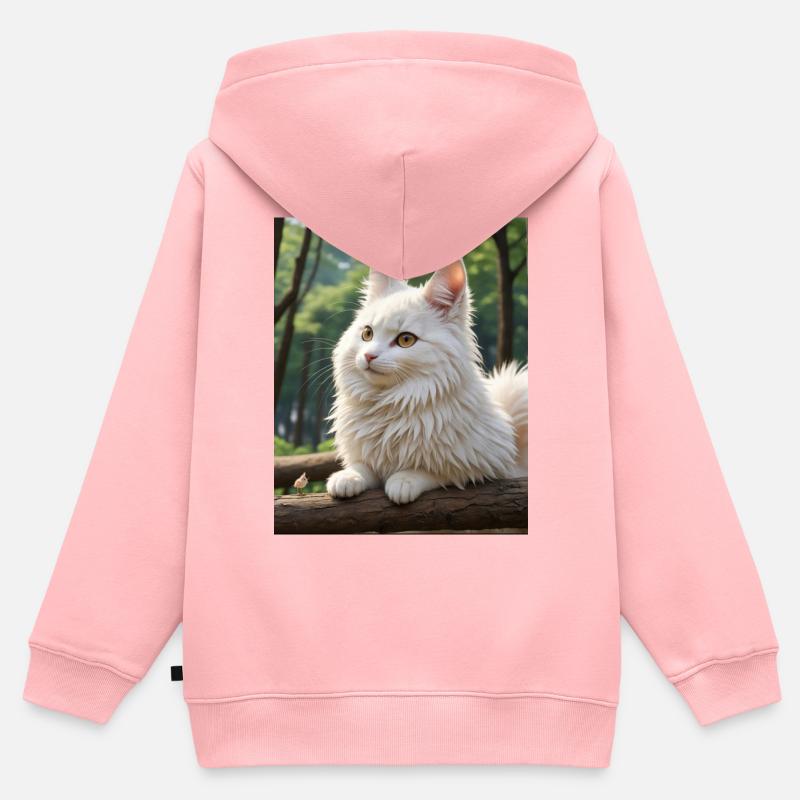 Chat mignon - Sweat Premium à capuche zippé enfant bio - rose
