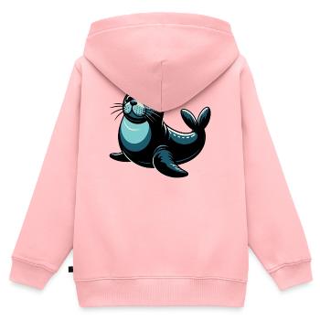 Siegel - Kinder Premium Organic Zip Hoodie - Rosa - Hinten - AI Model Kid Female (0cm)