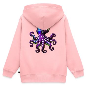Krake - Kinder Premium Organic Zip Hoodie - Rosa - Hinten - AI Model Kid Female (0cm)