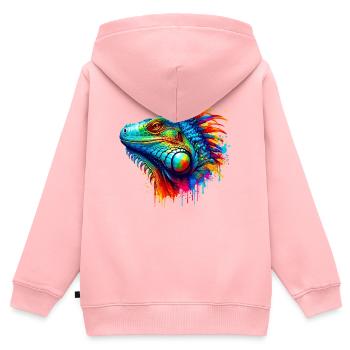 Leguan - Kinder Premium Organic Zip Hoodie - Rosa - Hinten - AI Model Kid Female (0cm)