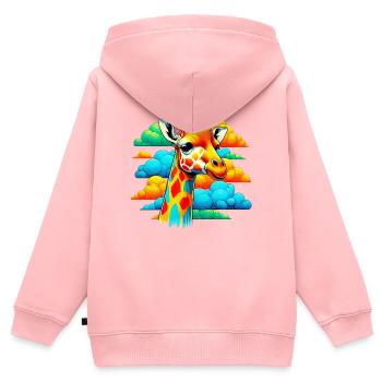Giraffe with head in cloud clouds - Kids Premium Organic Zip-up Hoodie - rose - Back - AI Model Kid Female (0cm)