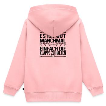 Es ist gut manchmal einfach die Klappe zu halten - Kinder Premium Organic Zip Hoodie - Rosa - Hinten - AI Model Kid Female (0cm)