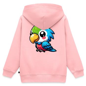 Perroquet - Sweat Premium à capuche zippé enfant bio - rose - Dos - AI Model Kid Female (0cm)