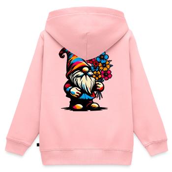 Zwerg mit Blumen - Kinder Premium Organic Zip Hoodie - Rosa - Hinten - AI Model Kid Female (0cm)