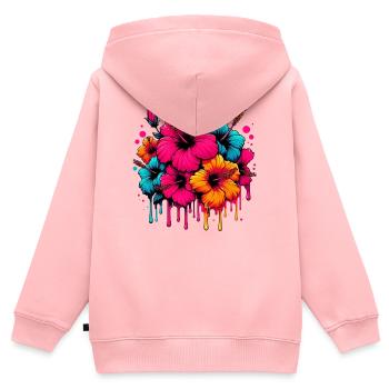 Hibiskusblüten - Kinder Premium Organic Zip Hoodie - Rosa - Hinten - AI Model Kid Female (0cm)