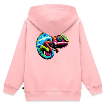 Chamäleon - Kinder Premium Organic Zip Hoodie - Rosa - Hinten - AI Model Kid Female (0cm)