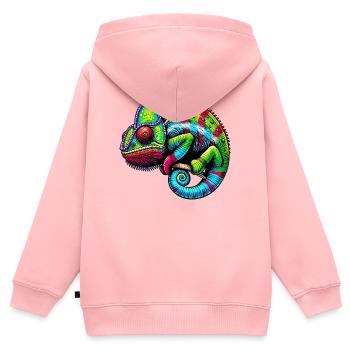 Chamäleon - Kinder Premium Organic Zip Hoodie - Rosa - Hinten - AI Model Kid Female (0cm)