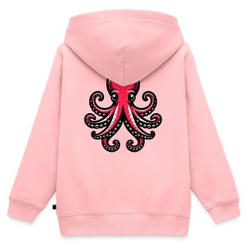 Krake - Kinder Premium Organic Zip Hoodie - Rosa - Hinten - AI Model Kid Female (0cm)
