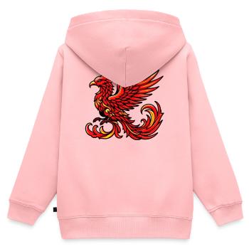 Roter Phönix - Kinder Premium Organic Zip Hoodie - Rosa - Hinten - AI Model Kid Female (0cm)
