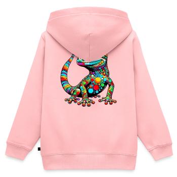 Gecko - Kinder Premium Organic Zip Hoodie - Rosa - Hinten - AI Model Kid Female (0cm)