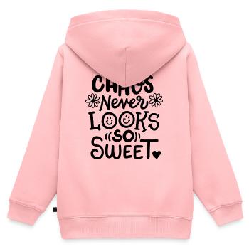 Chaot Chaotisch - Kinder Premium Organic Zip Hoodie - Rosa - Hinten - AI Model Kid Female (0cm)