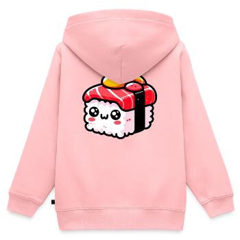 Sushi - Sweat Premium à capuche zippé enfant bio - rose - Dos - AI Model Kid Female (0cm)