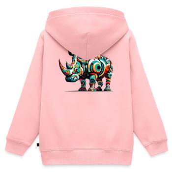 Nashorn - Kinder Premium Organic Zip Hoodie - Rosa - Hinten - AI Model Kid Female (0cm)